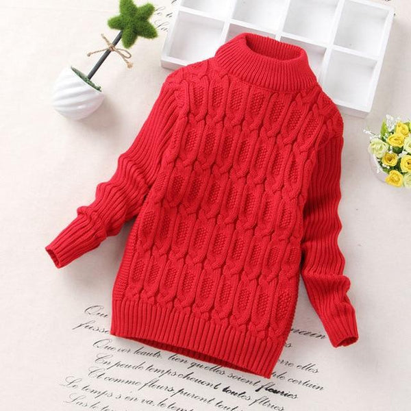 Turtleneck Solid Baby Kids Sweaters