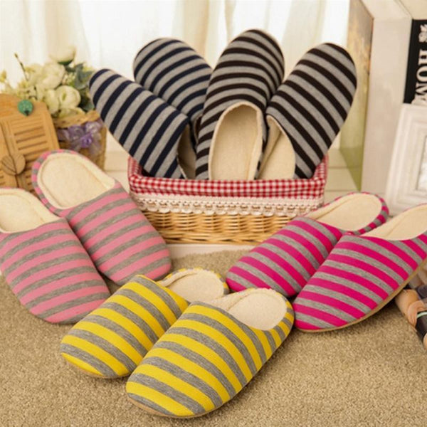 Pantufas Winter Cotton Striped Slipper