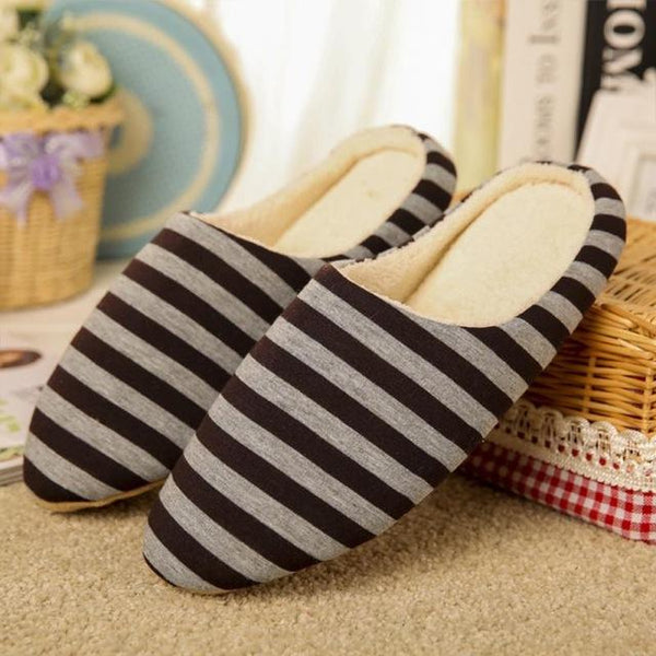 Pantufas Winter Cotton Striped Slipper